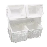 Admired By Nature Vintage Metal Storage Basket Set of 5 with White Cotton Fabric Liners thumbnail 1