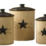 Park Designs Star Vine Beige 3-Piece Ceramic Canister Set with Airtight Lids thumbnail 2
