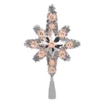 Northlight 11 in. Silver Tinsel Star of Bethlehem Christmas Tree Topper with Clear Mini Lights thumbnail 2