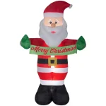 Gemmy 5 ft. x 8 ft. Inflatable Animated Santa with Merry Christmas Banner Holiday Decoration thumbnail 2