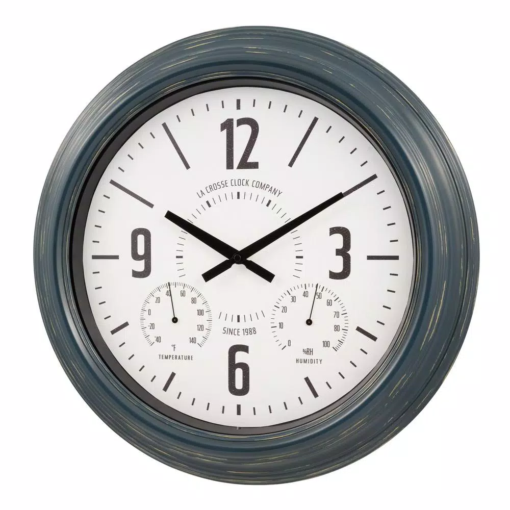 La Crosse Technology La Crosse Clock Company 18 in. Hamilton Metal Analog Quartz Indoor/Outdoor Wall Clock