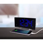 La Crosse Technology 1.8 in. Curved Blue LED Atomic Dual Alarm Clock with USB Charging Port thumbnail 5