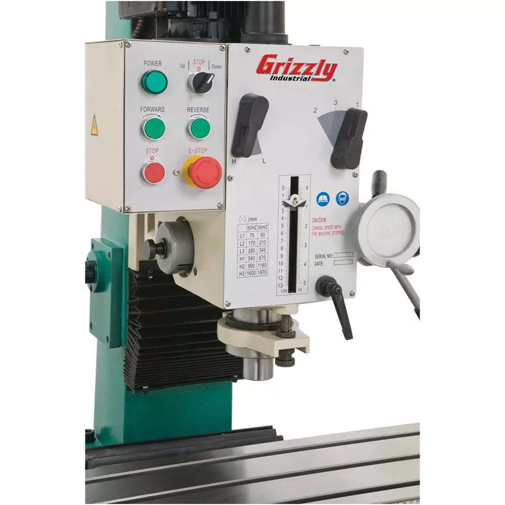 Grizzly Industrial Heavy-Duty Gear-Head Mill/Drill with Stand and Motorized Power Feed