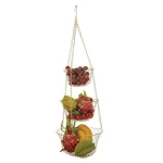 Fox Run Gold 3-Tier Hanging Fruit Basket - Iron Metal Wire Tiered Kitchen Organizer thumbnail 3