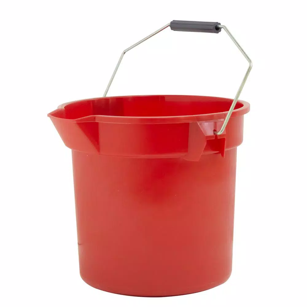 TAFCO PRODUCTS Tafco 3.5 Gal. Red Round Utility ECO Bucket, 14 Qt. Heavy-Duty Commercial Grade, Made from 100% Recycled Water Bottles