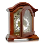 Bedford Clock Collection Redwood Mantel Clock with Chimes, Classic Wood Case with Roman Numeral Dial thumbnail 2