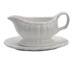 Gibson Home Cafe Posh by Gibson Home 15 oz. White Gravy Boat and Saucer Set thumbnail 1