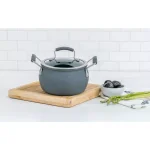 Epicurious 3 Qt. Hard-Anodized Aluminum Nonstick Soup Pot with Glass Lid, Dark Gray thumbnail 5