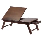 Winsome Alden Solid Wood Lap Desk with Flip Top and Pull-Out Drawer, Antique Walnut Finish thumbnail 2