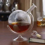Wine Enthusiast 35 oz. Etched Globe Spirits Decanter with Glass Base and Stopper thumbnail 2