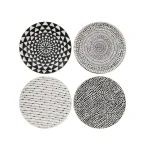3R Studios Black and White Geometric Stoneware Salad Plates, Set of 4 with Gold Rim thumbnail 1