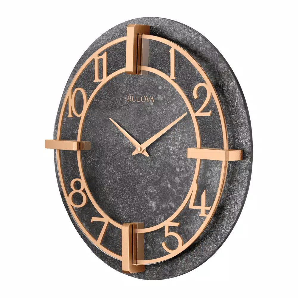Bulova Gotham 15.5 in. Round Wall Clock with Granite Tone Finish and Quartz Movement