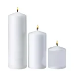 Light In The Dark White Paraffin Pillar Candle Set of 3 - Assorted Sizes for Weddings and Events thumbnail 1
