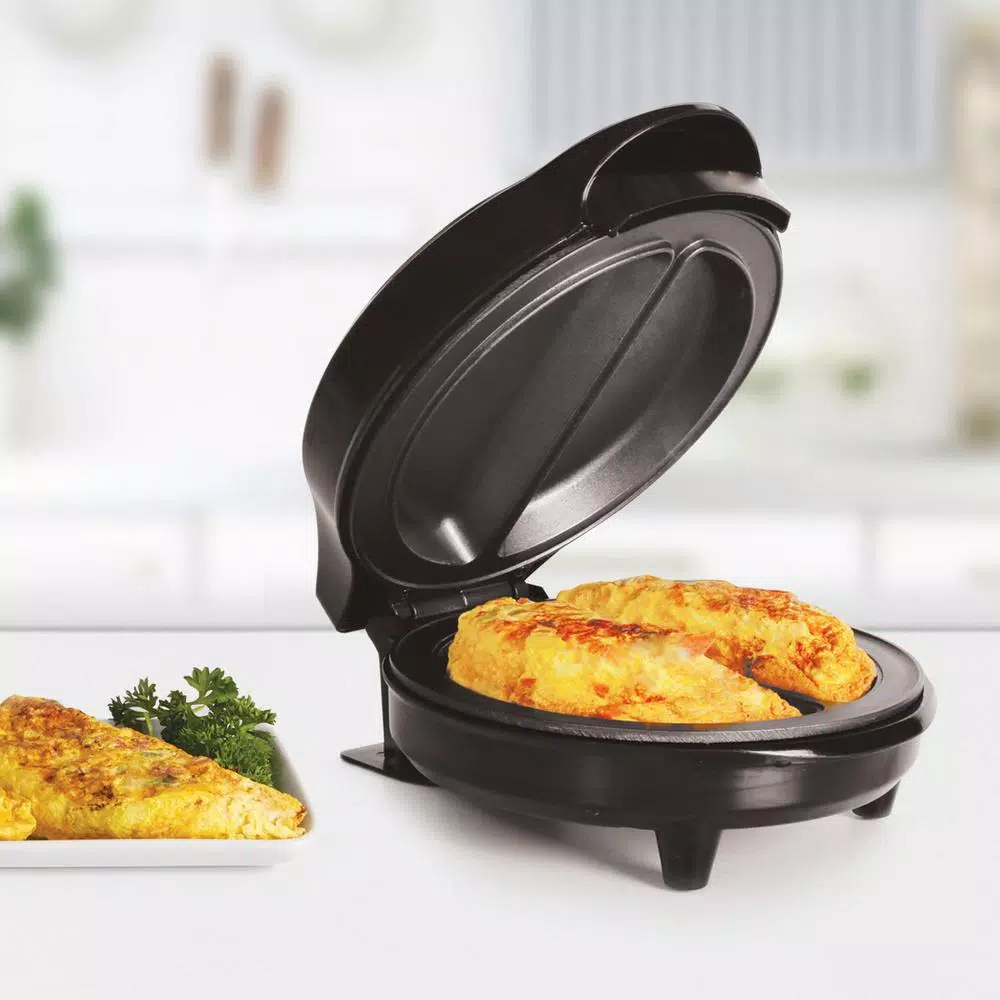 HOLSTEIN HOUSEWARES Holstein Black Stainless Steel Non-Stick Omelette Maker, 760W Electric Skillet