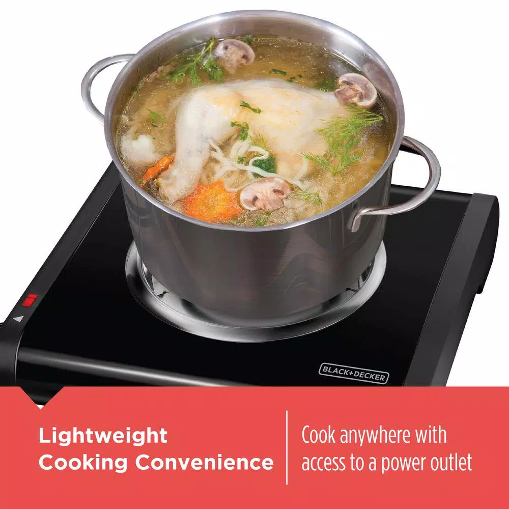 BLACK+DECKER 6 in. Single Burner Portable Hot Plate with Variable Temperature Control, Black