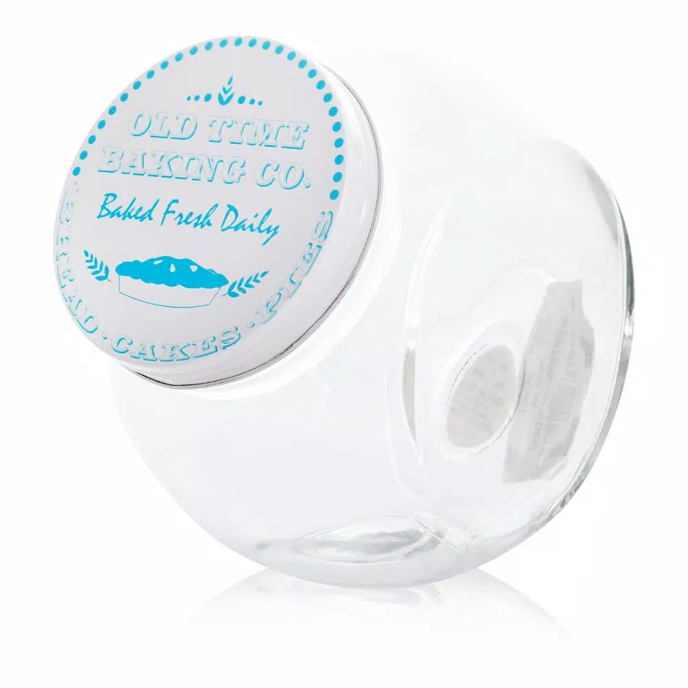 General Store Gibson Home General Store Cottage Chic 4.25 Qt. Glass Canister with Steel Lid, Blue Print