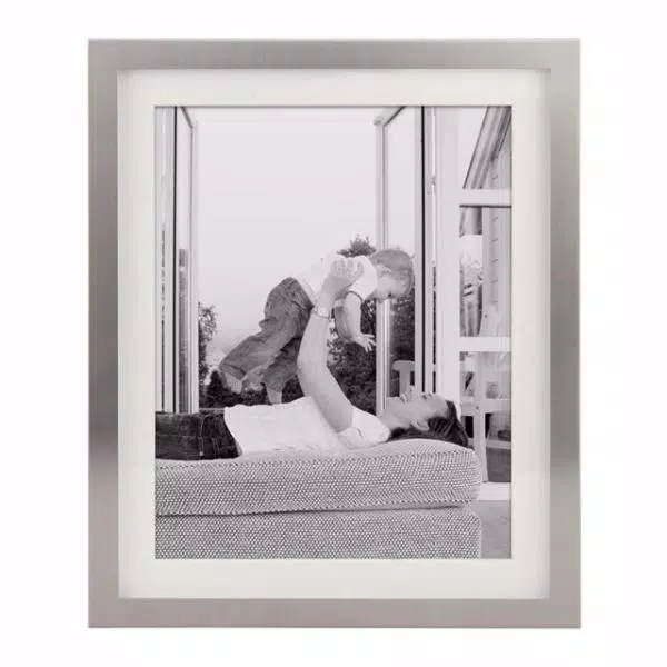 Stonebriar Collection Silver Metal Shadow Box Picture Frame Set, 5-Piece Gallery Wall Decor with White Mats