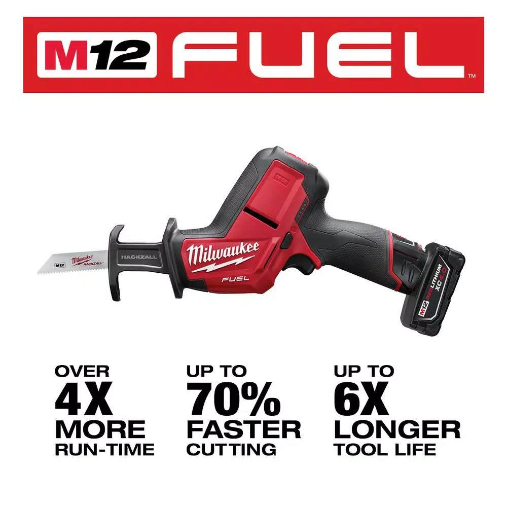 Milwaukee M12 FUEL 12V Brushless Cordless HACKZALL Reciprocating Saw Kit with Free M12 Right Angle Drill