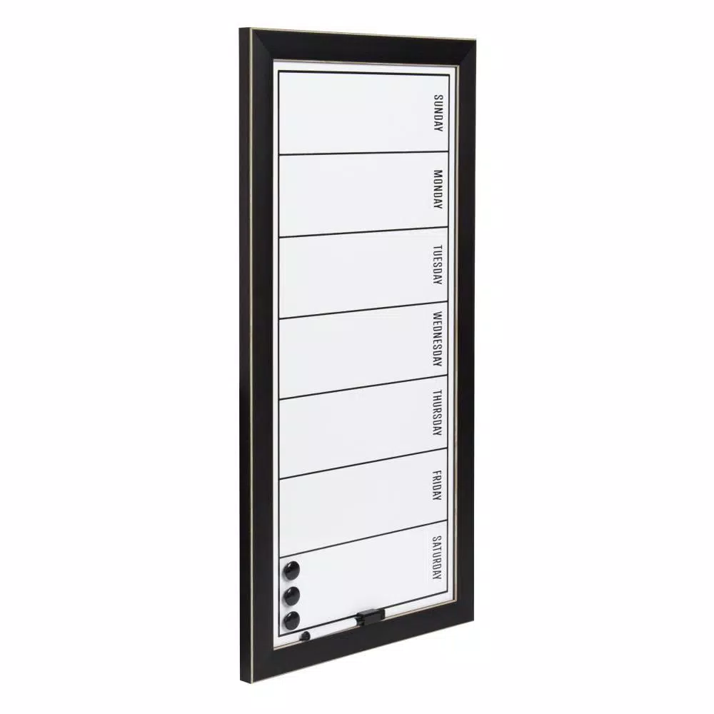 DesignOvation Wyeth Magnetic Dry Erase Weekly Calendar Memo Board with Frame