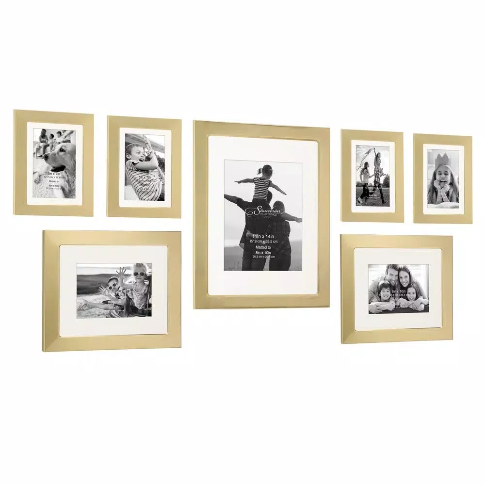 Stonebriar Collection Stonebriar Decorative Stamped Gold Metal Picture Frame Set, 7-Piece Gallery Wall Set