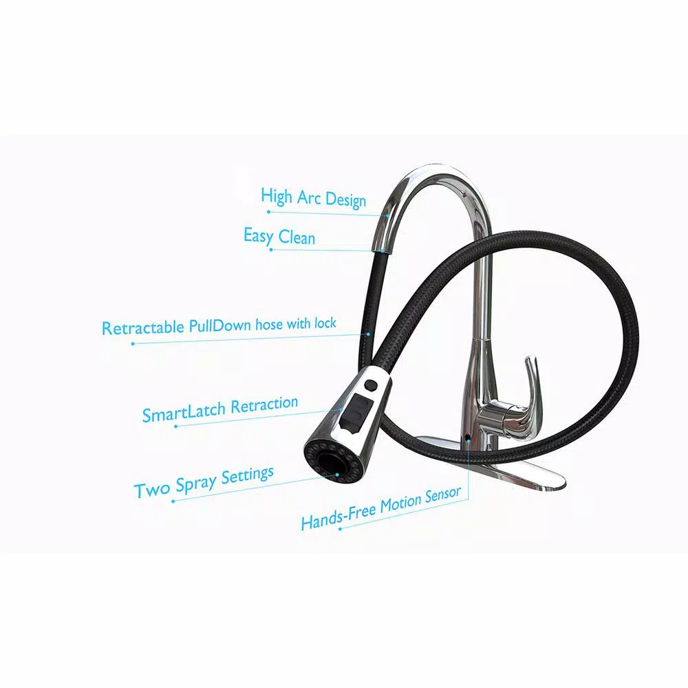 Flow Series Motion Activated Single-Handle Pull-Down Kitchen Faucet, Brushed Nickel (3-Pack)