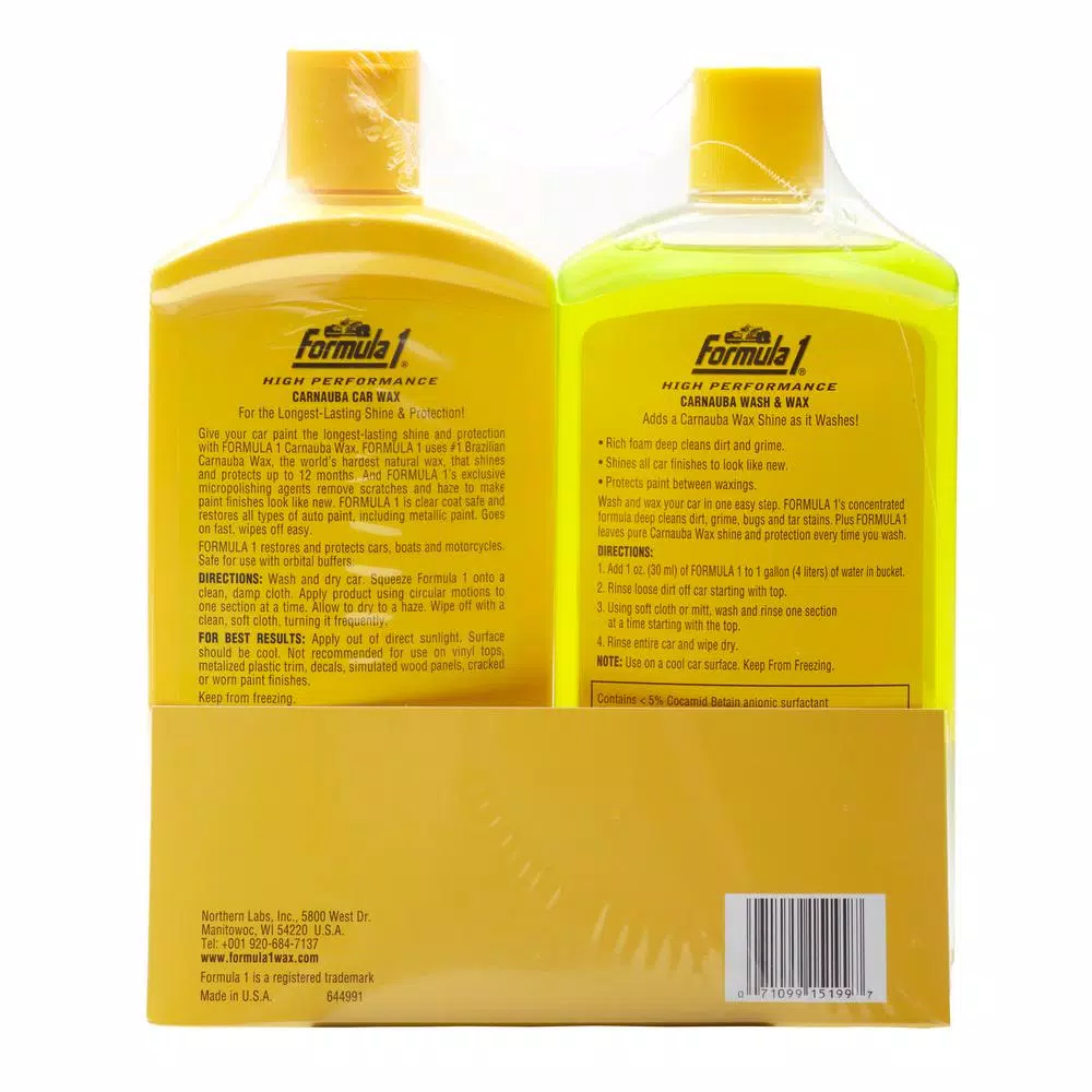 Formula 1 Wash Plus Wax Kit with Carnauba Wash and Wax & Liquid Wax