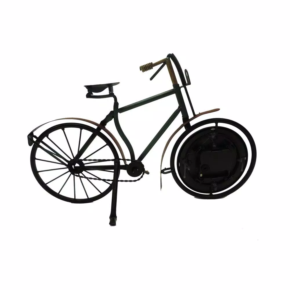 Benzara Cycle Shaped Metal Analog Table Clock with Roman Numerals