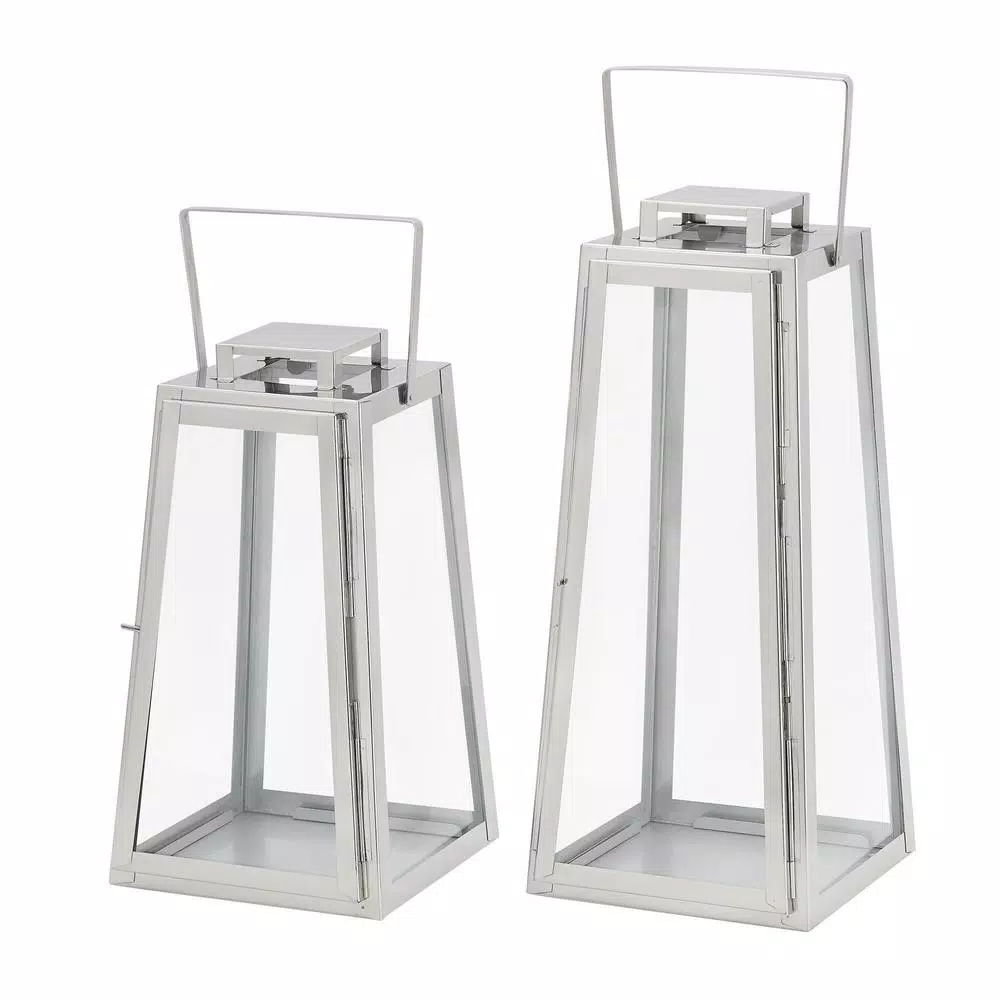 Home Decorators Collection Silver Metal Candle Lanterns, Set of 2