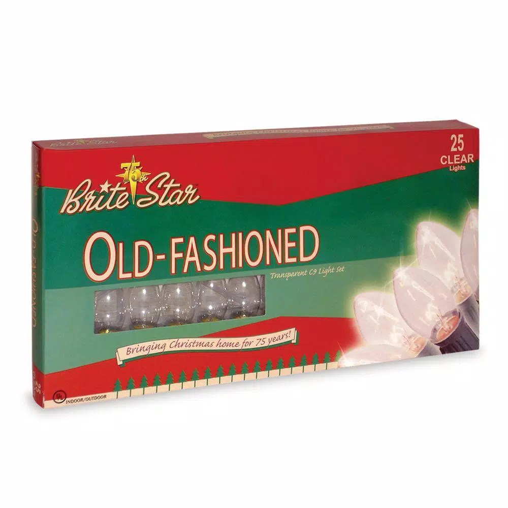 Brite Star C9 Old-Fashioned Clear Incandescent String Lights, 25-Light Set (Pack of 2)