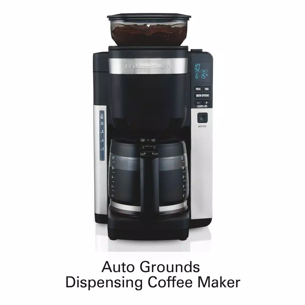 Hamilton Beach 12-Cup Auto Grounds Dispensing Drip Coffee Maker, Black