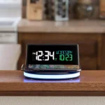 La Crosse Technology Wireless Charging Digital Alarm Clock with 7-Color Glowing Base thumbnail 3