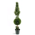 National Tree Company 5 ft. Artificial Juniper Cone and Ball Topiary Tree in Green Plastic Pot thumbnail 1