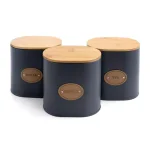 MegaChef 5-Piece Kitchen Canister Set with Bamboo Lids and Metal Construction thumbnail 6