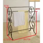 Kings Brand Furniture Antique Bronze 3-Bar Freestanding Towel Rack with Scroll Design thumbnail 4