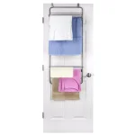 Home Basics 10-Bar Over-the-Door Towel Rack, Collapsible Steel Storage Organizer, Grey thumbnail 4