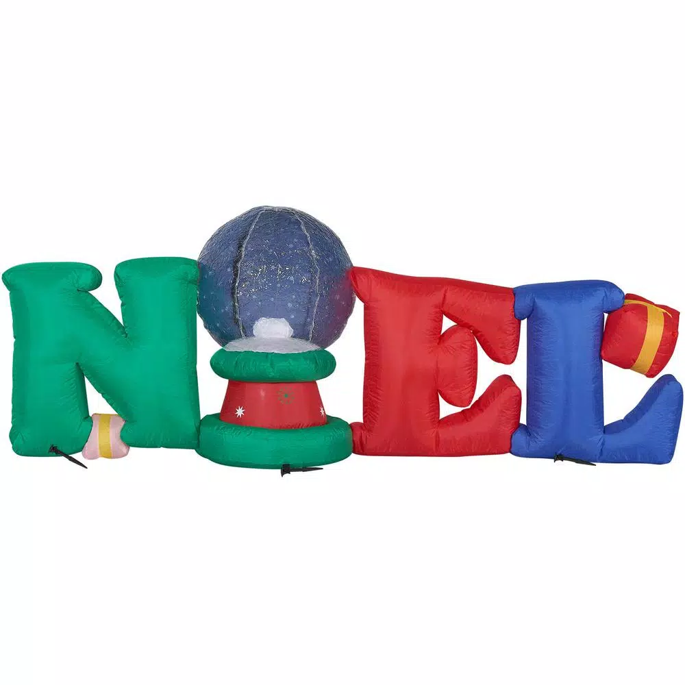 Fraser Hill Farm 8 ft. NOEL Snow Globe Christmas Inflatable with Animated Lights