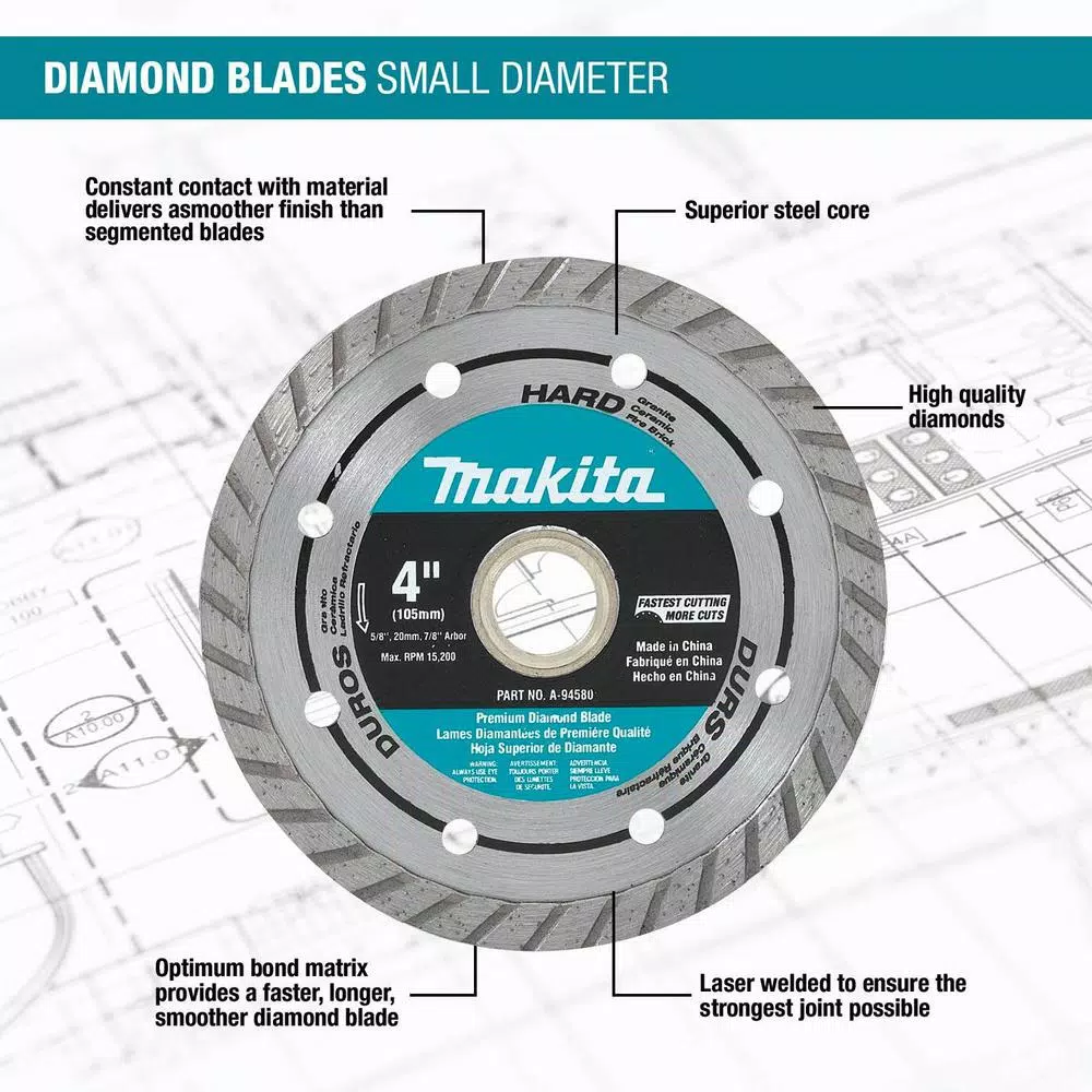 Makita 4-1/2 in. Turbo Rim Diamond Blade, 2-Pack