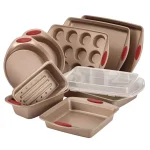 Rachael Ray Cucina 10-Piece Nonstick Bakeware Set, Carbon Steel, Latte and Cranberry thumbnail 1