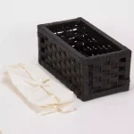 Household Essentials Black Paper Rope Wicker Utility Basket Set of 3 with Washable Cotton Liners thumbnail 2