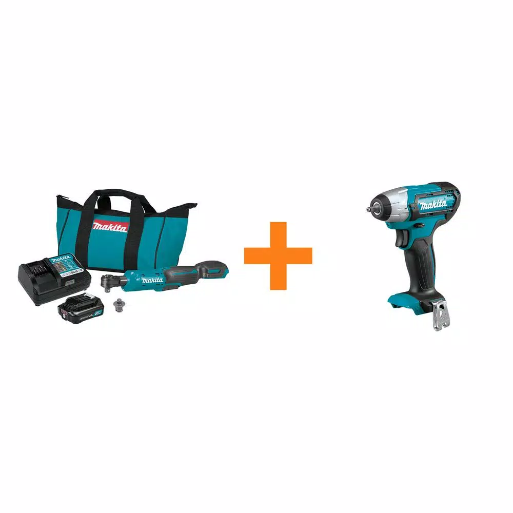 Makita 12V MAX CXT Cordless Ratchet Kit with Bonus 1/4 in. Impact Wrench