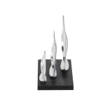 LITTON LANE 9 in. Stylized Sailboat Decorative Sculpture - Polished Silver Aluminum on Black Wood Base thumbnail 2