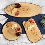Honey-Can-Do 3-Piece Rustic Melamine Serving Tray Set, Wood-Like Finish, Assorted Shapes thumbnail 6