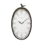 Stratton Home Decor Antique Oval Bird Wall Clock - Distressed Gunmetal & Espresso Finish thumbnail 2