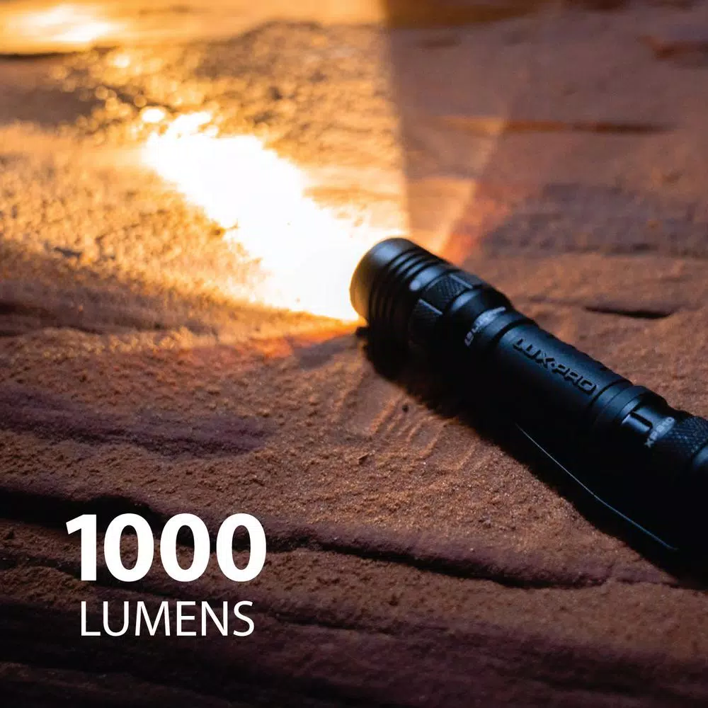 LUXPRO Pro Series 1000 Lumens LED Tactical Rechargeable Flashlight with TackGrip