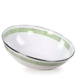 Golden Rabbit Green Scallop 5 Qt. Enamelware Round Catering Serving Bowl thumbnail 1