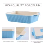 MALACASA 2-Piece Blue Porcelain Rectangle Bakeware Set, 12 in. and 13 in. Ceramic Baking Dishes thumbnail 6
