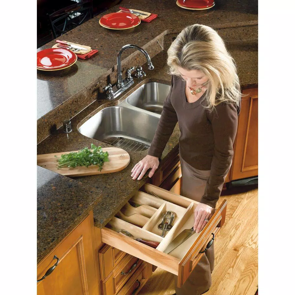 Rev-A-Shelf Maple Wood 7-Compartment Cutlery Drawer Insert Organizer
