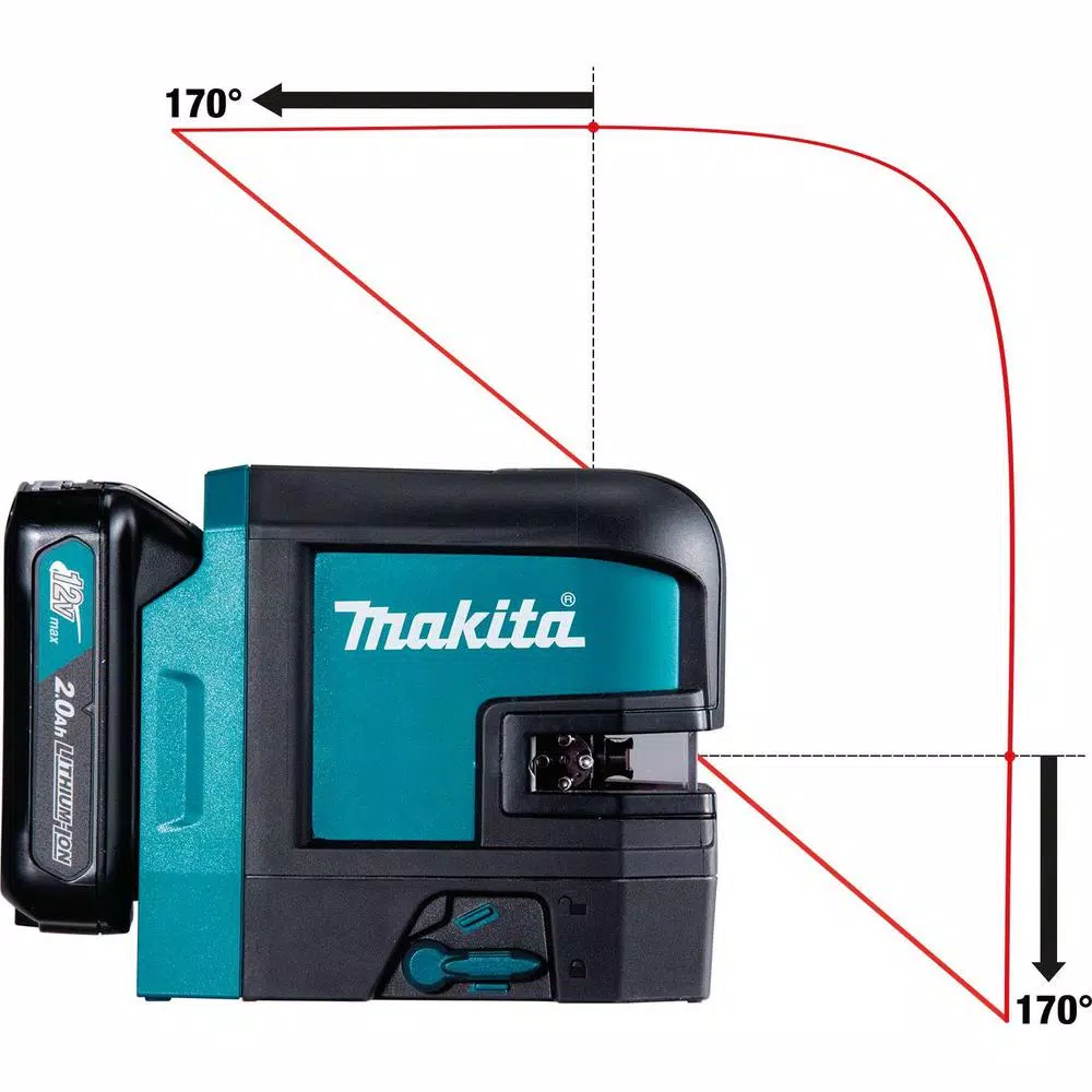 Makita 12V MAX CXT Self-Leveling Red Beam Cross-Line and 4-Point Laser Kit (2.0 Ah)