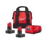 Milwaukee M12 REDLITHIUM XC4.0 12V Lithium-Ion Battery and Charger Starter Kit with Contractor Bag thumbnail 1