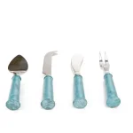 Mind Reader 4-Piece Stainless Steel Cheese Knife Set with Blue Galvanized Handles thumbnail 1